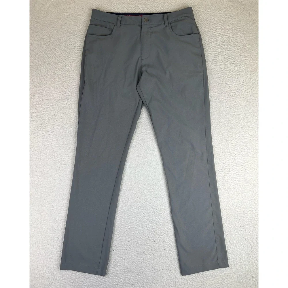Puma Pants Mens 32x32 Gray Golf Khakis Zip Pocket Twill Straight 577975-06